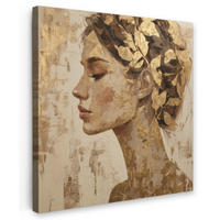 LEINWANDBILD Frau - Gold - Abstrakt - Textur Wandbild Wohnzimmer 50x50 cm - Goldfarben, Textil (50/50cm) - MuchoWow