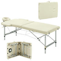 MASSAGELIEGE DE-18896 210x90 cm, höhenverstellbar, 225 kg Creme - Creme, Metall (90/84/210cm) - ComfortXL