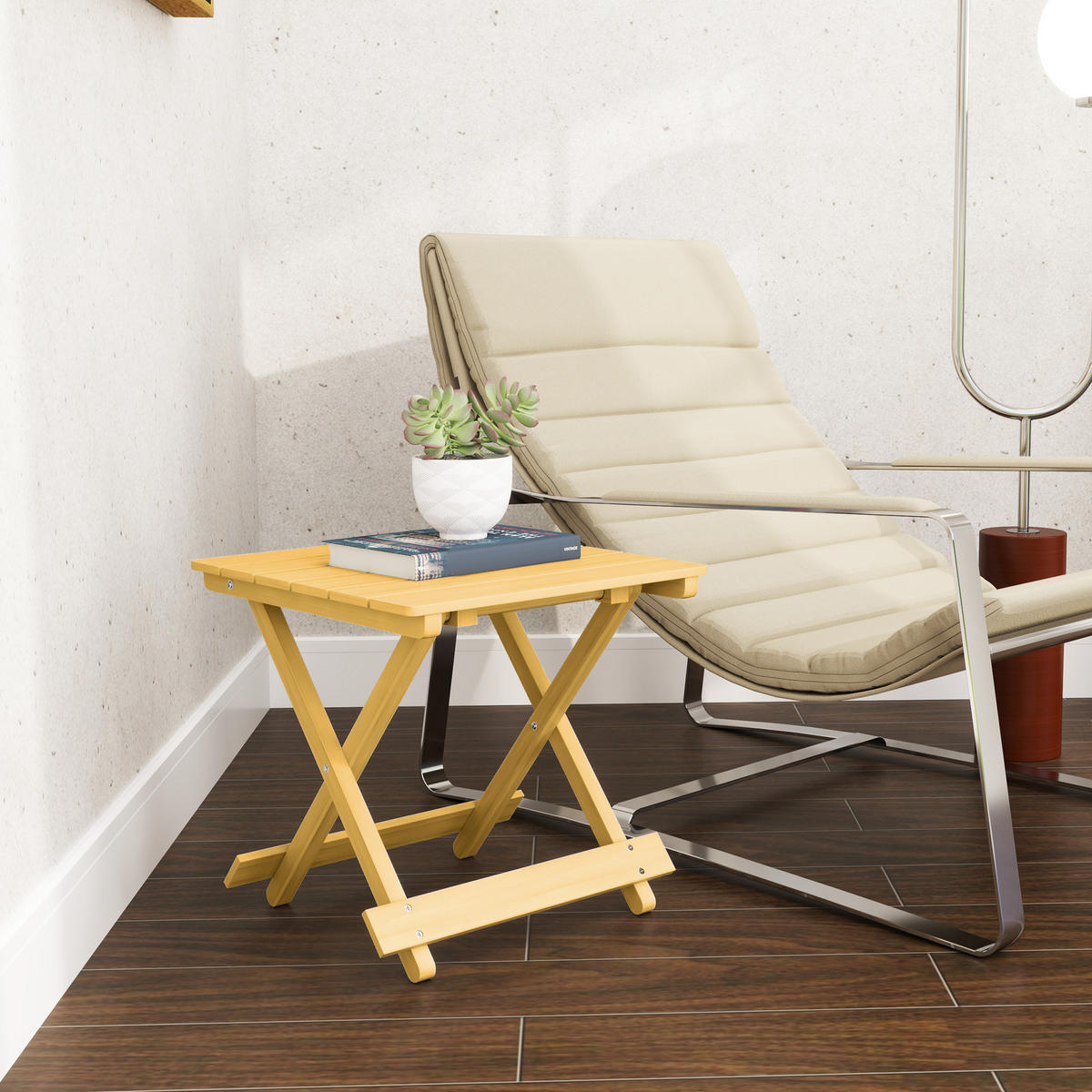 GARTENBEISTELLTISCH DE-14153 klappbar, Massivholz-Lattenrost, 40x43x40 cm Natur - Naturfarben, Holz (43/40/40cm) - ComfortXL