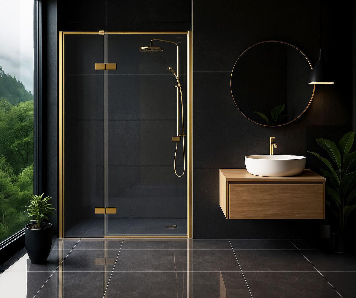 DUSCHTÜR Rea Atlas 100 Brush Gold linke - Goldfarben, Glas (0.6/200cm) - REA