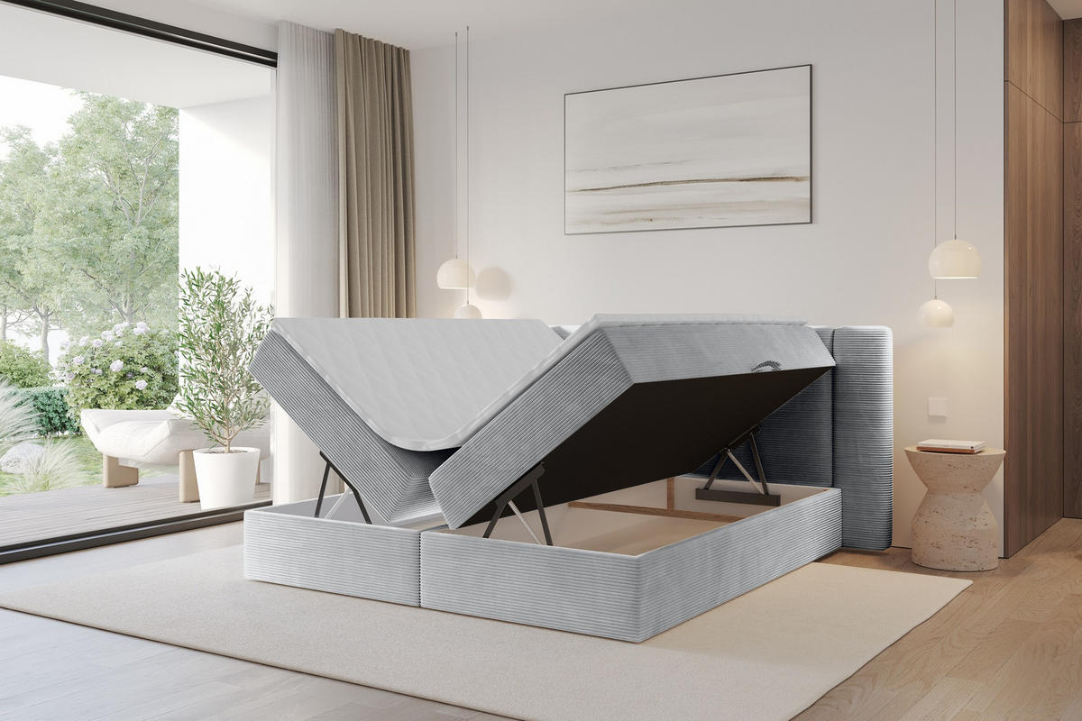 BOXBETT mit Matratze H3 - EVON - 140x200 cm Grau - Graubraun, Holzwerkstoff (140/200cm) - ALTDECOR
