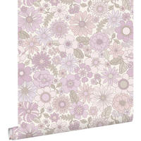 TAPETE Retro Blumen 50 x 900 cm - Lila, Papier (50/900cm) - ESTAhome