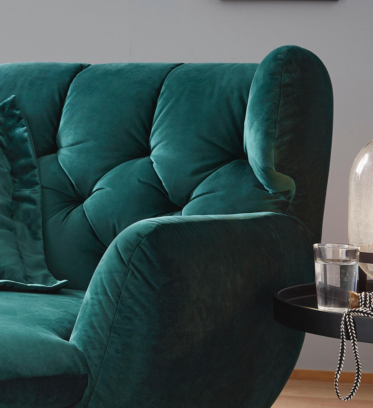 LONGSEAT CHAMRE Smaragdgrün Webstoff - Smaragdgrün/Schwarz, Textil (130/95/160cm) - KAWOLA