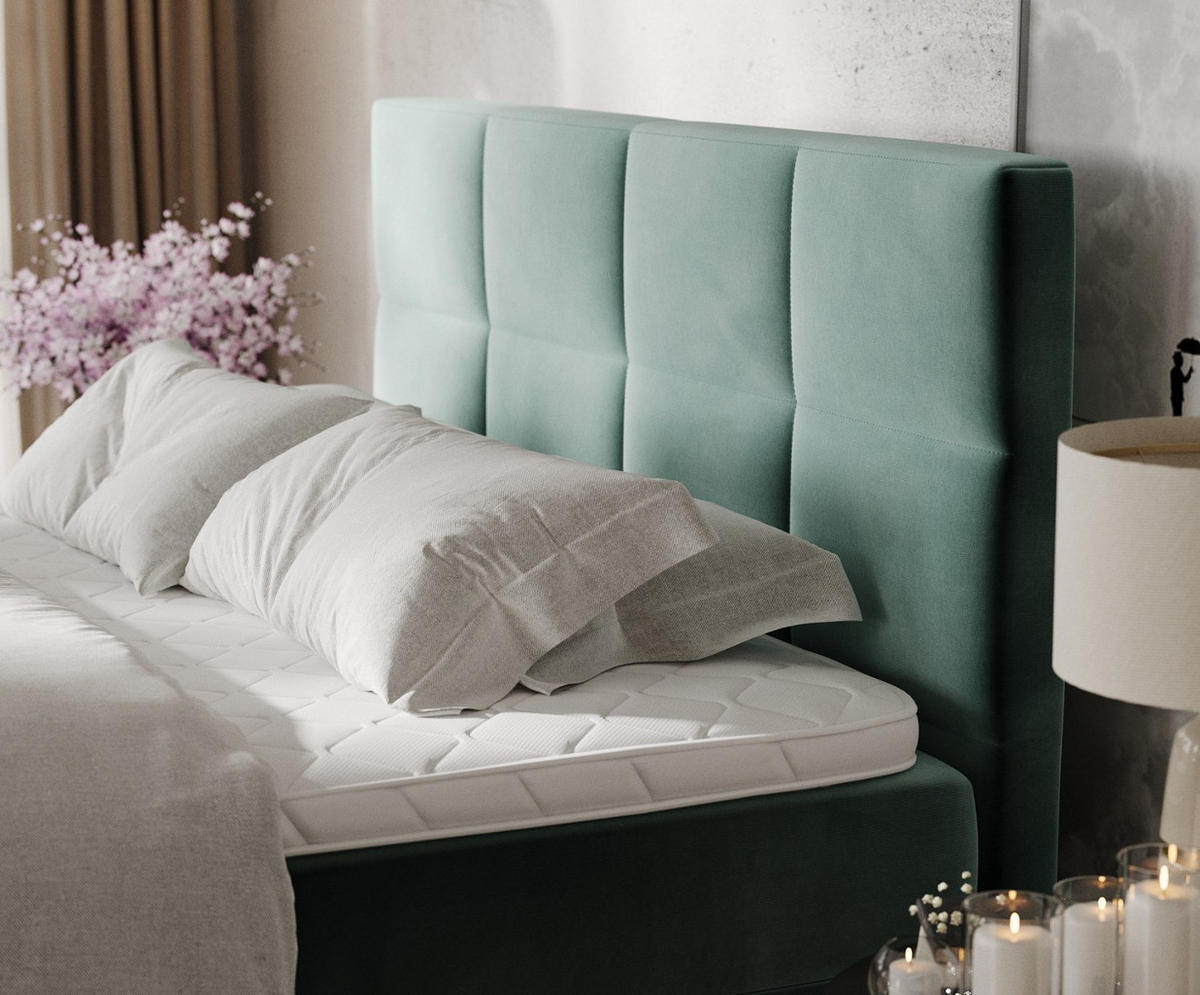 BOXBETT Velto 200/200 cm Türkis im Kronos Stoff - Türkis/Schwarz, Holz/Holzwerkstoff (200/200cm) - AltaBeds