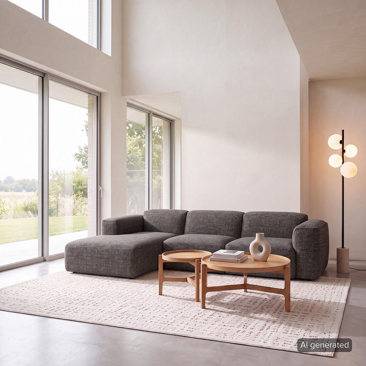 3-SITZER ECKSOFA mit Longchair - Schwarz/Grau, Kunststoff/Textil (284/173cm) - home24