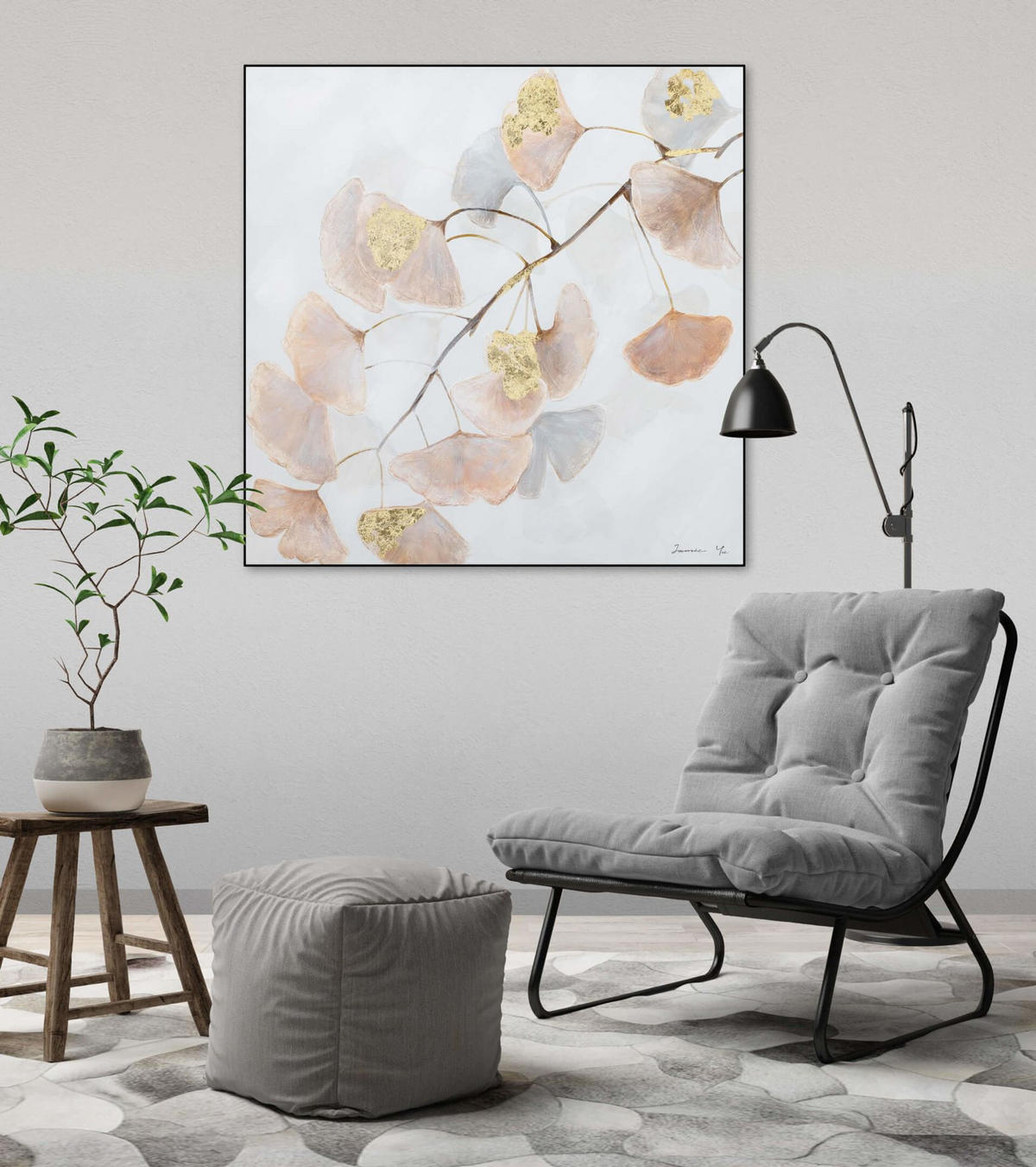 ACRYLBILD HANDGEMALT 80/80 cm - Beige/Braun, Holz/Textil (80/80cm) - KUNSTLOFT