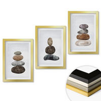 WANDBILDER 3er Set - 20x30 cm Goldrahmen - Minimalistische Boho-Steine - Goldfarben, Kunststoff (20/30cm) - ArtPrintCave