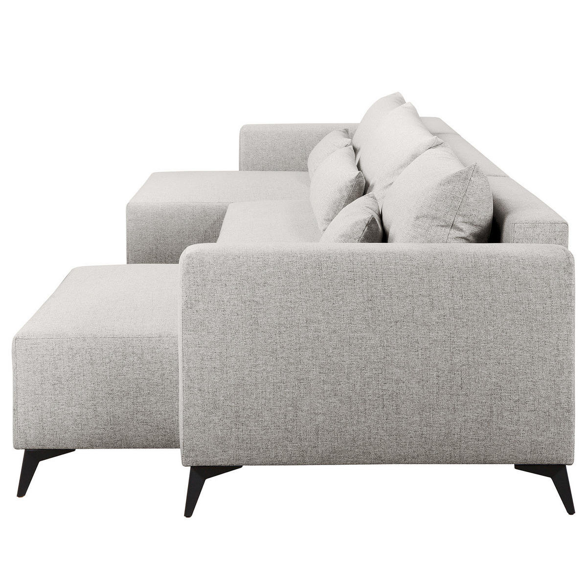 WOHNLANDSCHAFT - Hellgrau/Schwarz, Textil (382/81/148cm) - home24