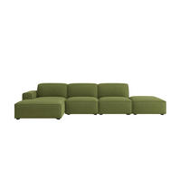 ECKSOFA Cursal L-Form, Stoff Artico, Moss + Hocker, Links - Grün, Holz (341/166cm) - Kaiser Möbel