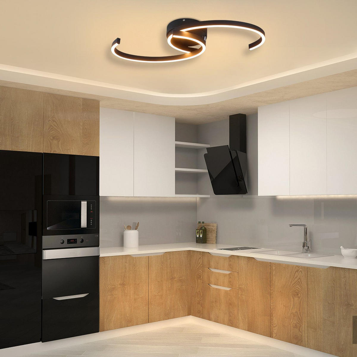 LED-DECKENLEUCHTE Oliver 60/16/9 cm - Schwarz, Metall (60/16/9cm) - Nettlife