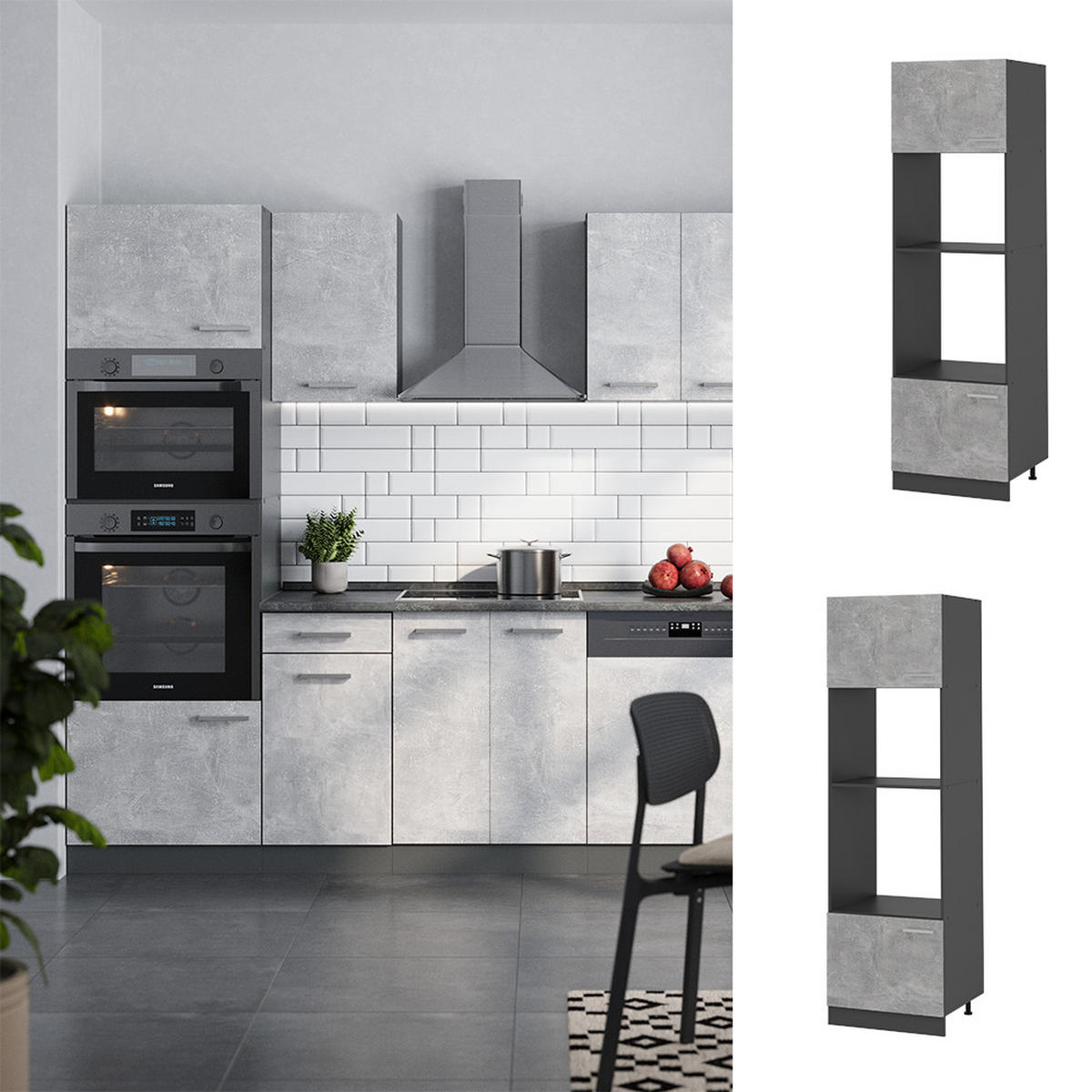 Anthrazit/Grau, Holzwerkstoff (60/206.8/57.2cm) - Vicco