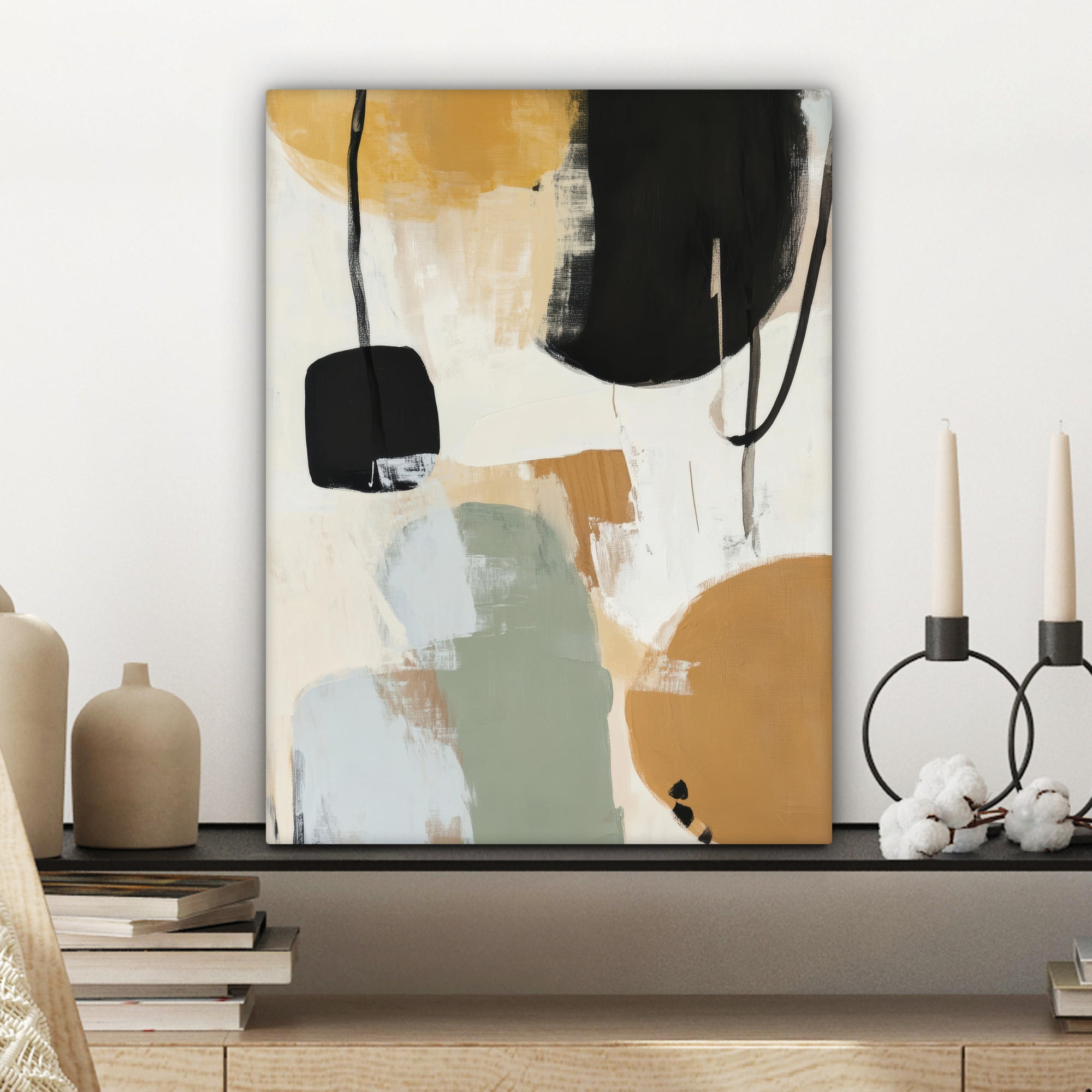 LEINWANDBILD Farbe - Abstrakt - Farben 30x40 cm - Currygelb, Textil (30/40cm) - MuchoWow