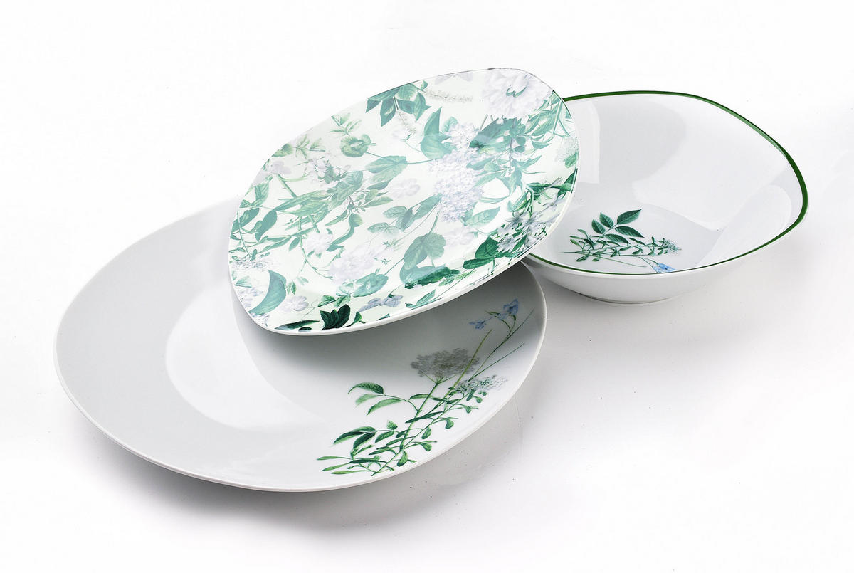 TELLERSET Herbal Mist Grün 30/20/24 cm Keramik - Grün, Keramik (20/24/30cm) - Mondex