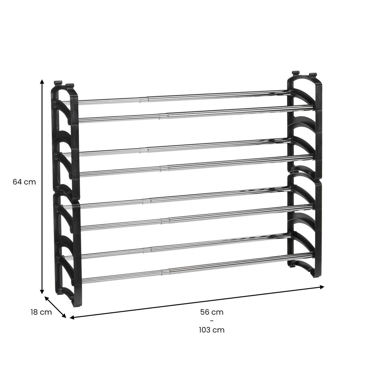 SCHUHREGAL TOWER - Schwarz, Metall (103/64/18cm) - IDIMEX