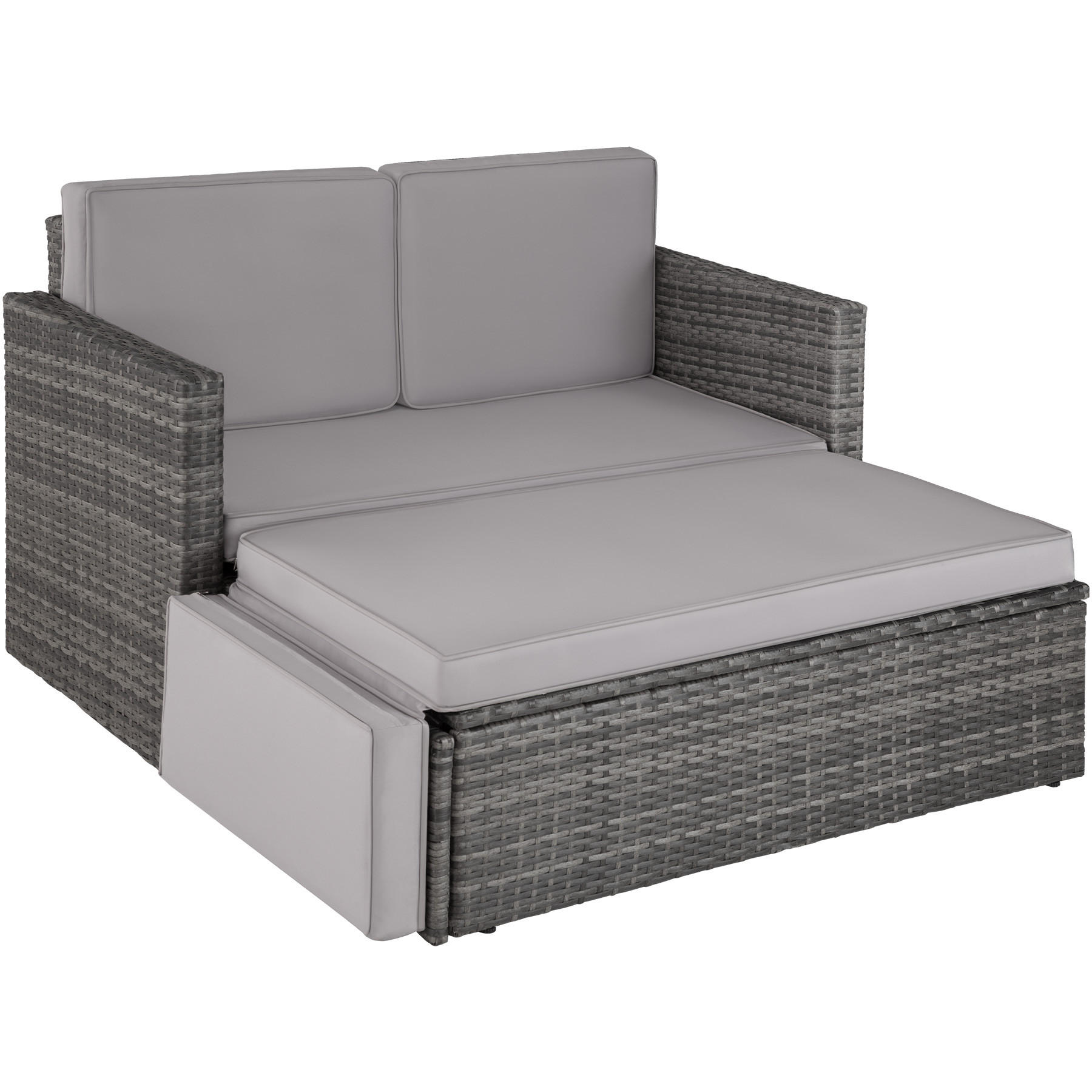 RATTANLOUNGE Korfu,Hocker mit klappbarer Stütze,grau - Grau, Kunststoff - tectake