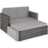 RATTANLOUNGE Korfu,Hocker mit klappbarer Stütze,grau - Grau, Kunststoff - tectake