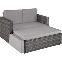 RATTANLOUNGE Korfu,Hocker mit klappbarer Stütze,grau - Grau, Kunststoff - tectake