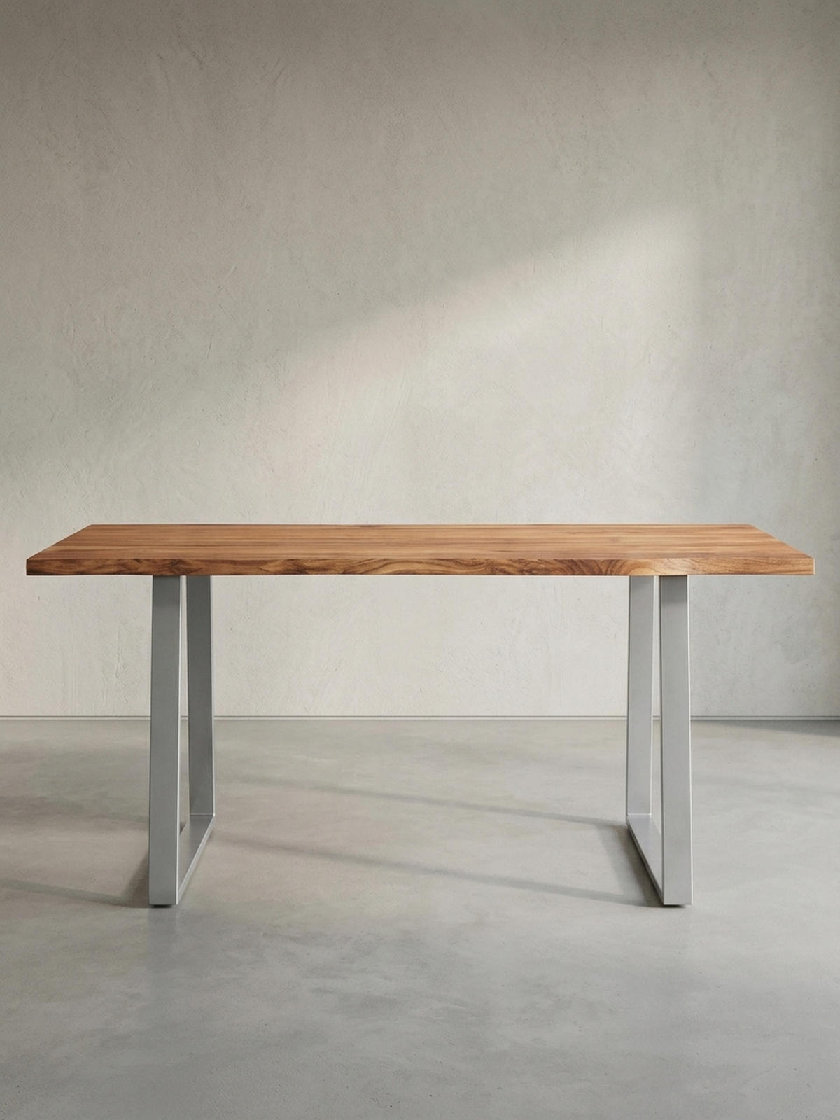 SCHREIBTISCH Massivholz Baumkante Chromgestell Handarbeit TARN, Goldbraun-Chrom 140x80x76 cm - Chromfarben/Braun, Holz/Metall (80/140/76cm) - KADIMA DESIGN