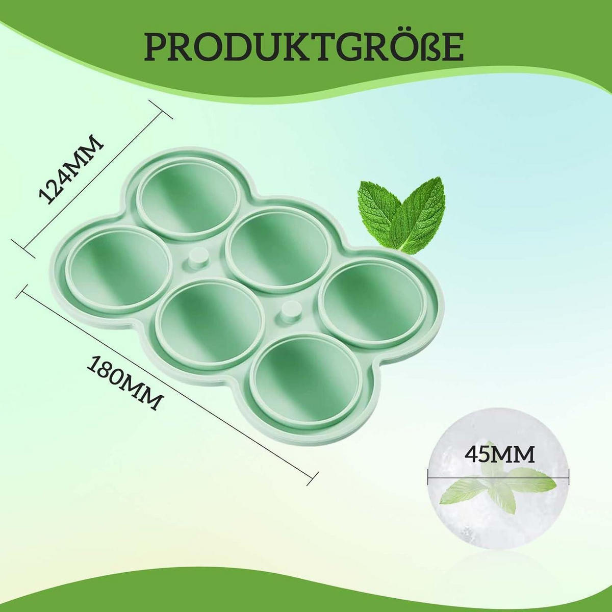 EISWÜRFELFORM 2er-Set Silikon 4.5 cm rund - Multicolor, Kunststoff (15/7.5/18cm)