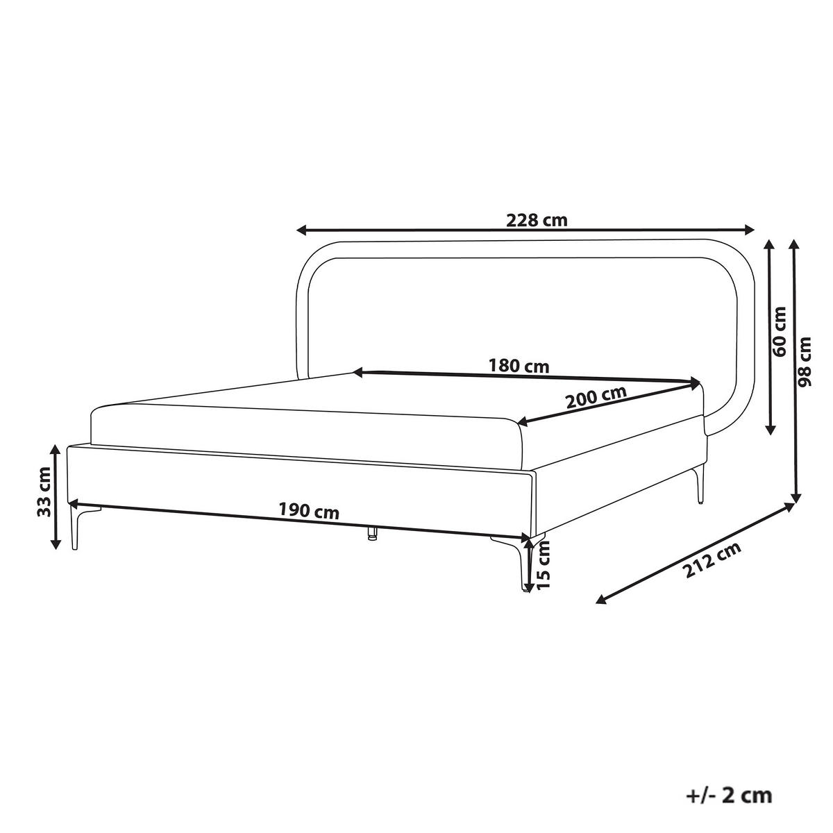 BETT mit Lattenrost 180/200 cm Hellgrau Suzette - Hellgrau, Textil (180/200cm) - Beliani