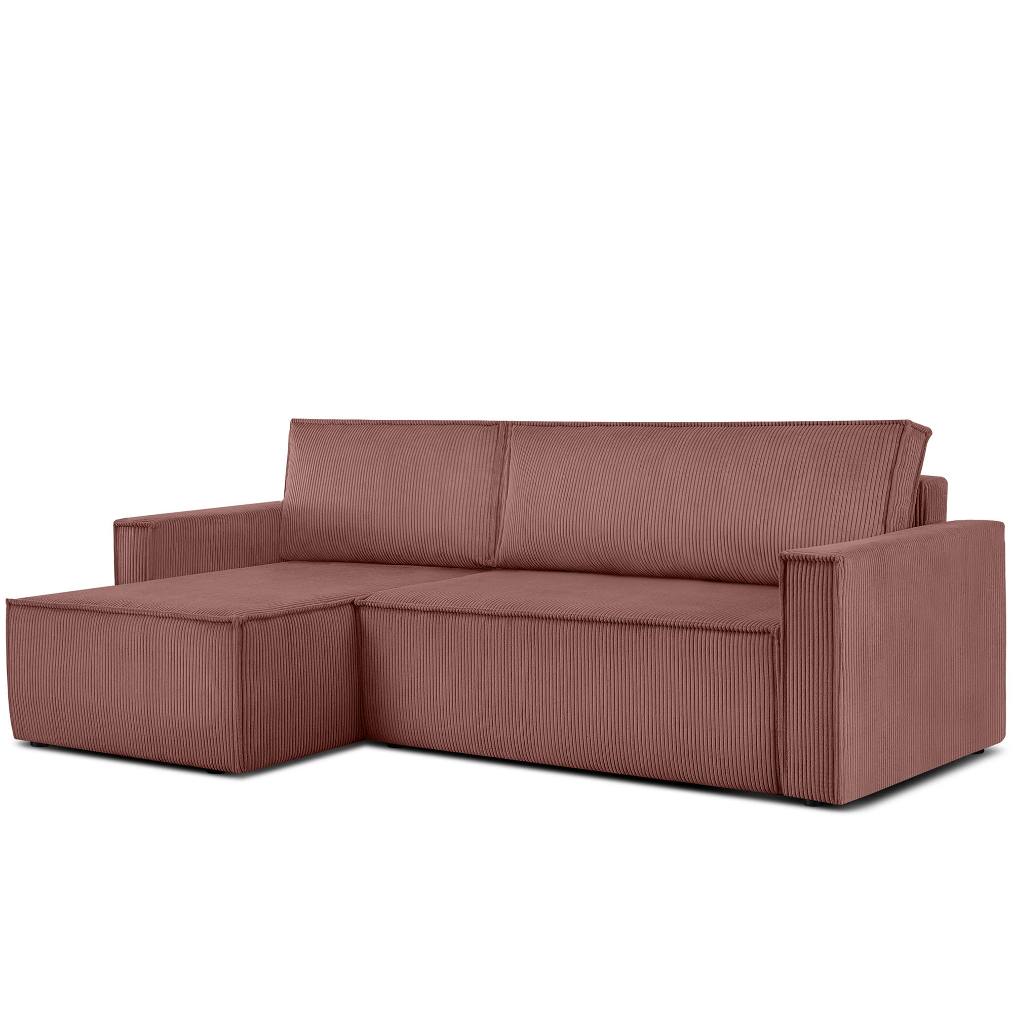 ECKSOFA-LINKS/RECHTS NAPI Schlaffunktion mit Cordbezug, Rosa - Pink/Schwarz, Textil (246/148cm) - KONSIMO®