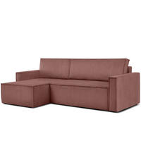 ECKSOFA-LINKS/RECHTS NAPI Schlaffunktion mit Cordbezug, Rosa - Pink/Schwarz, Textil (246/148cm) - KONSIMO®