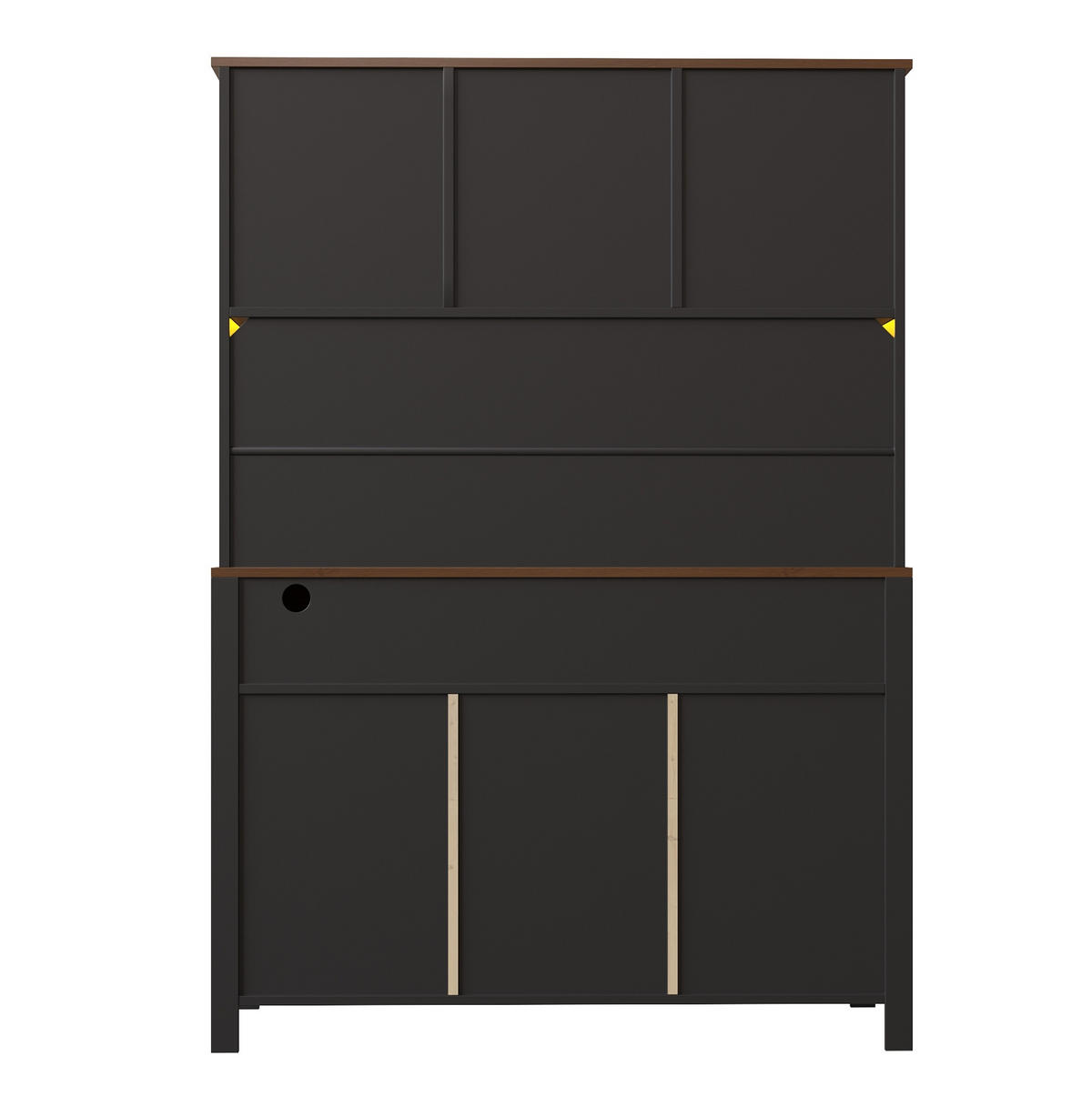 KÜCHENSCHRANK mit LED und Steckdosenleiste 120x40x170 cm Schwarz - Schwarz, Glas (40/170/120cm) - Meubliv