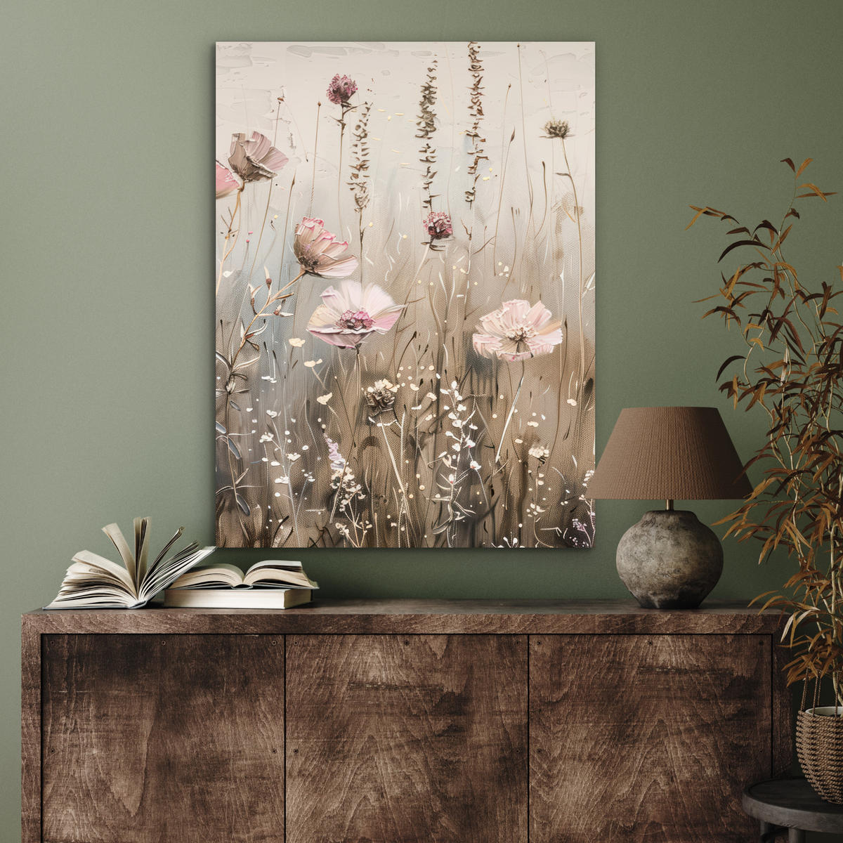 KOVOVÝ OBRAZ Kvety - Ružová - Moderné - Béžová 60x80 cm - béžová, kov (60/80cm) - MuchoWow