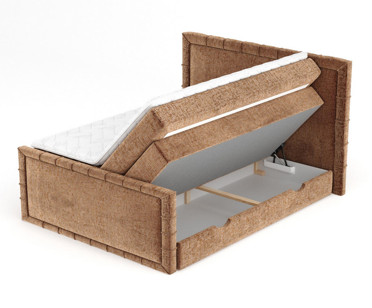 BOXBETT Estelle Kupferfarbe 160/200 cm im Chenille-Stoff - Schwarz/Kupferfarben, Holz/Holzwerkstoff (160/200cm) - Maison de Reve