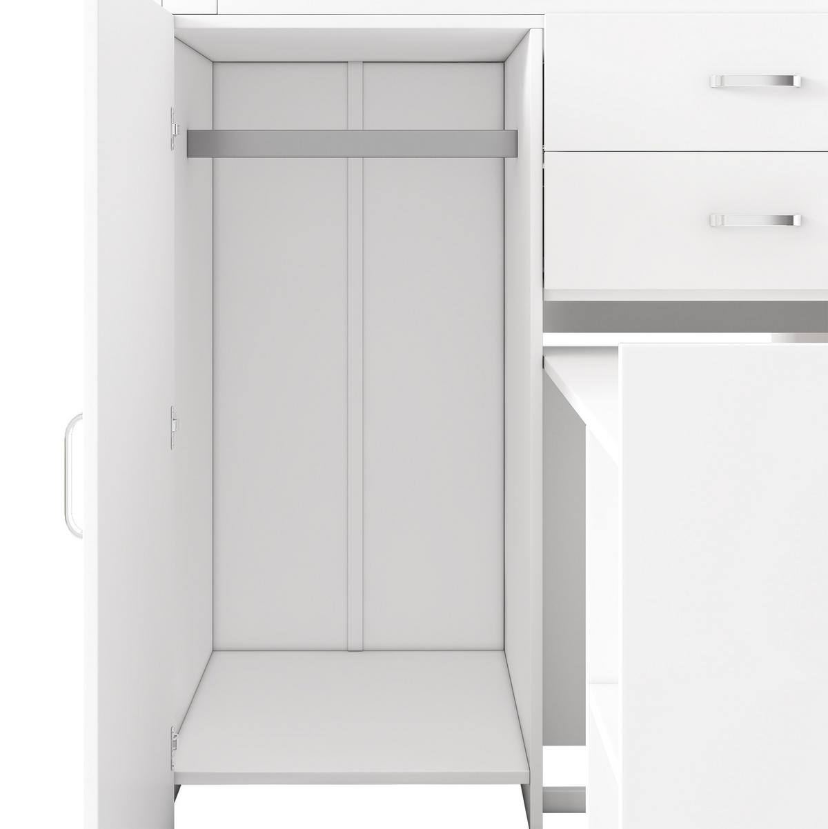 ETAGENBETT aus MDF 90x200 cm in Weiß mit Schreibtisch & Stauraum - Weiß, Holzwerkstoff (90/200cm) - Modfu