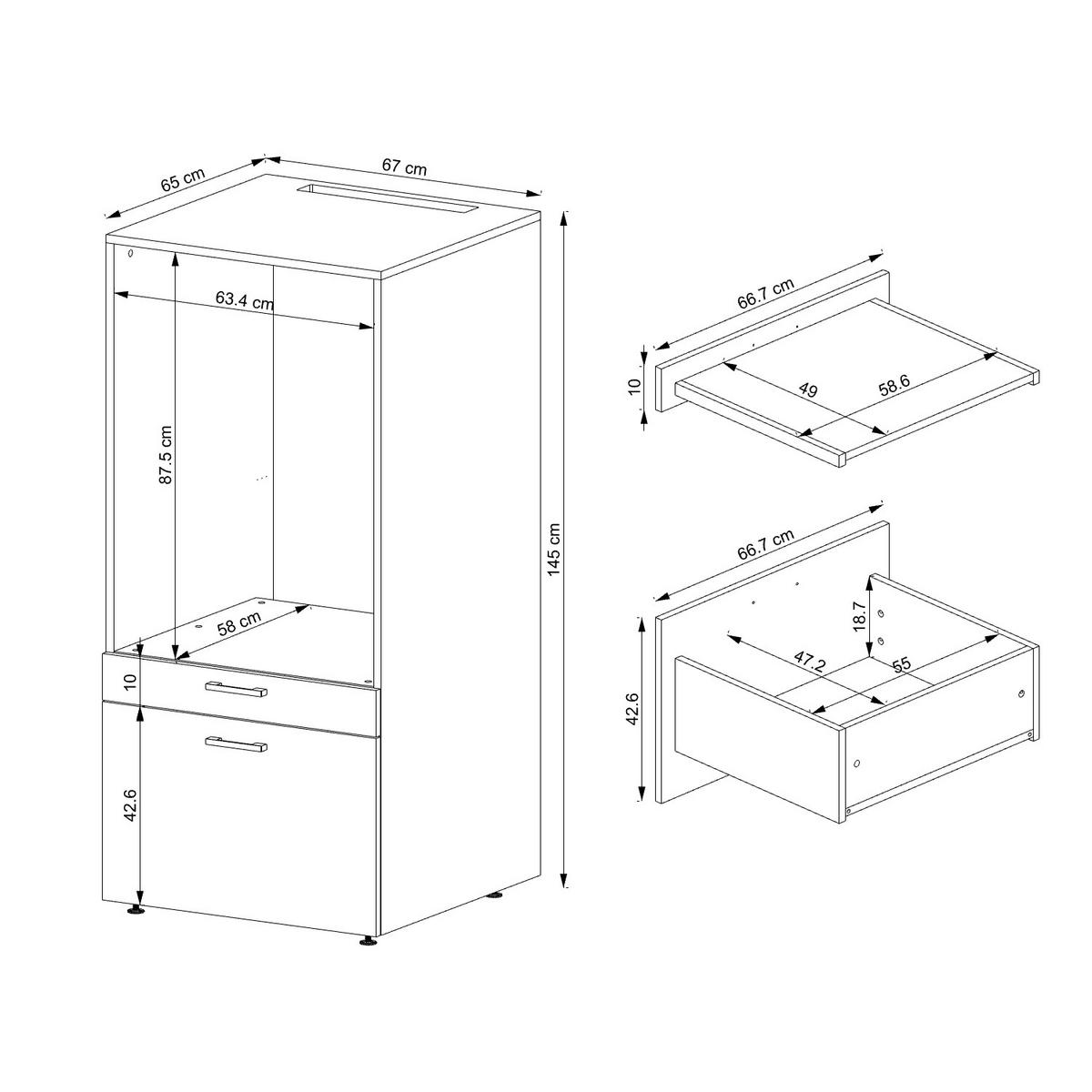 WASCHMASCHINENSCHRANK Serie 2 67cm Breit, 145cm Hoch - Eichefarben, Holzwerkstoff (67/145/67cm)