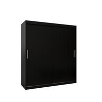 SCHWEBETÜRENSCHRANK 200/180/62 2-türig - Silberfarben/Schwarz, Holz/Kunststoff (180/200/62cm) - MÖBEL KRYSPOL