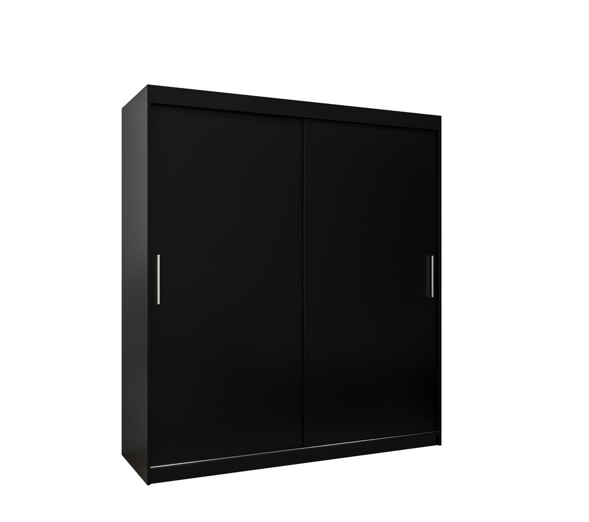 SCHWEBETÜRENSCHRANK 200/180/62 2-türig - Silberfarben/Schwarz, Holz/Kunststoff (180/200/62cm) - MÖBEL KRYSPOL