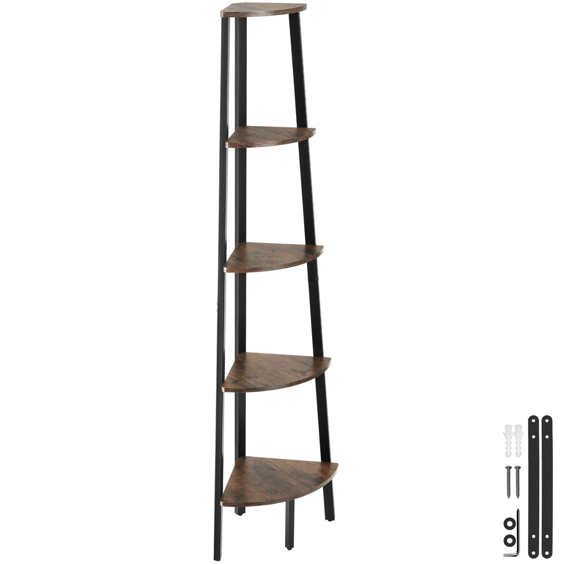 ECKREGAL Portland ,inklusive Kippschutz, 34 x 34 x 158,5 cm,Industrial Holz dunkel, rustikal - Rostfarben, Holzwerkstoff (34/158.5/34cm) - tectake