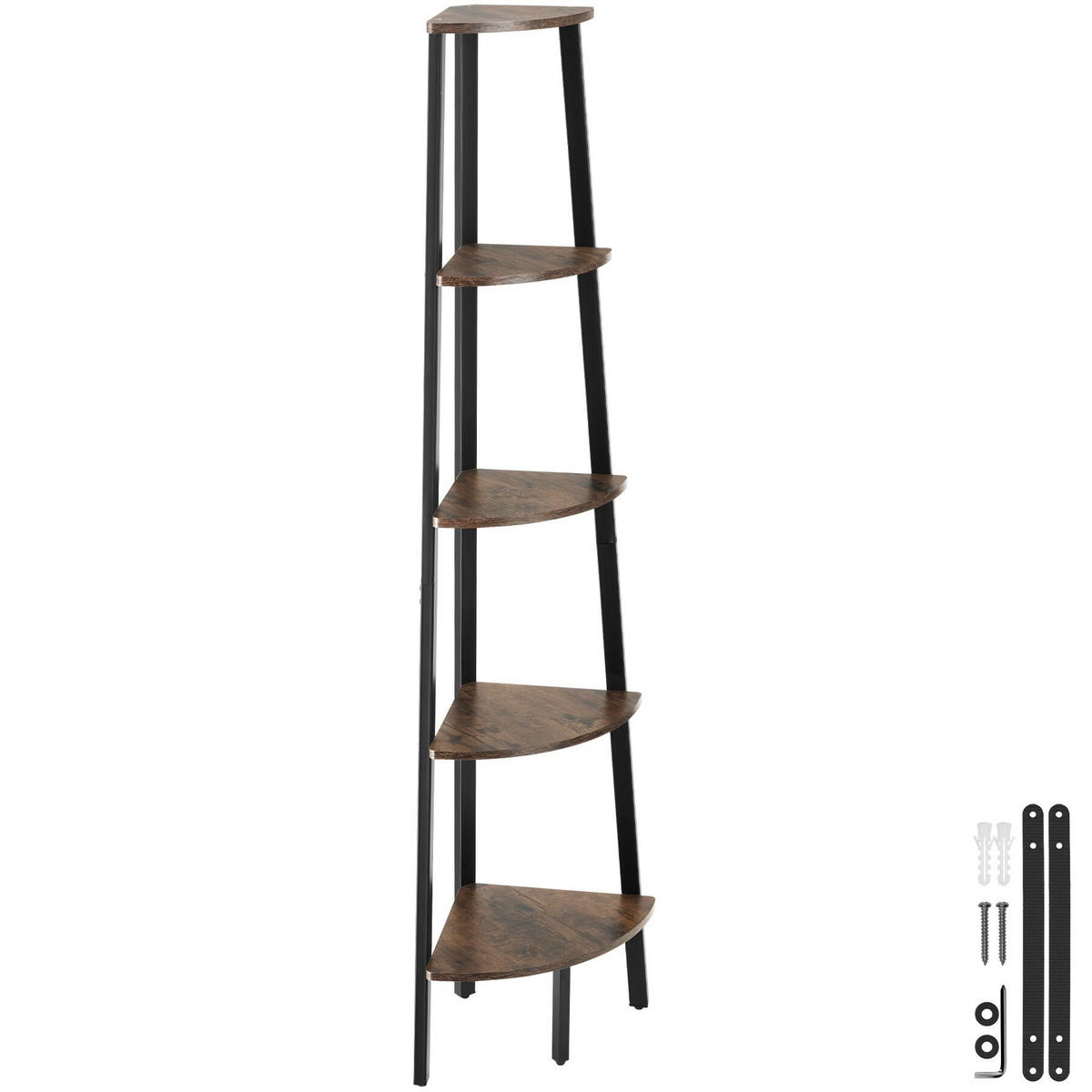 ECKREGAL Portland ,inklusive Kippschutz, 34 x 34 x 158,5 cm,Industrial Holz dunkel, rustikal - Rostfarben, Holzwerkstoff (34/158.5/34cm) - tectake
