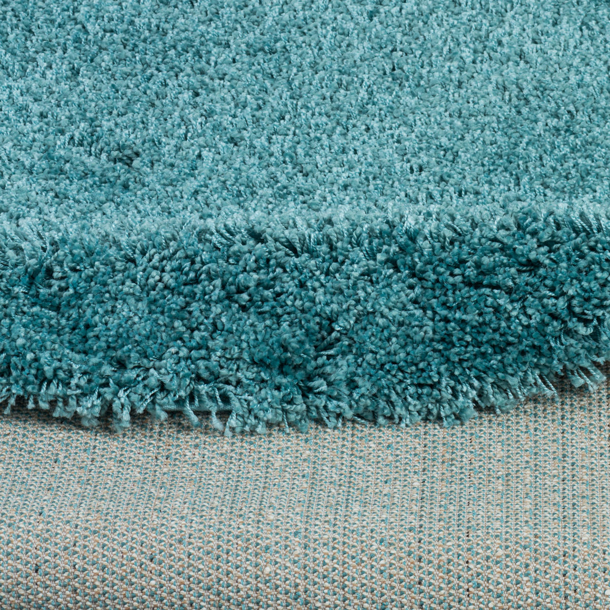 HOCHFLOR LANGFLOR SHAGGY TEPPICH LUXURY RUND - Türkis, Textil (80/80cm) - Pergamon
