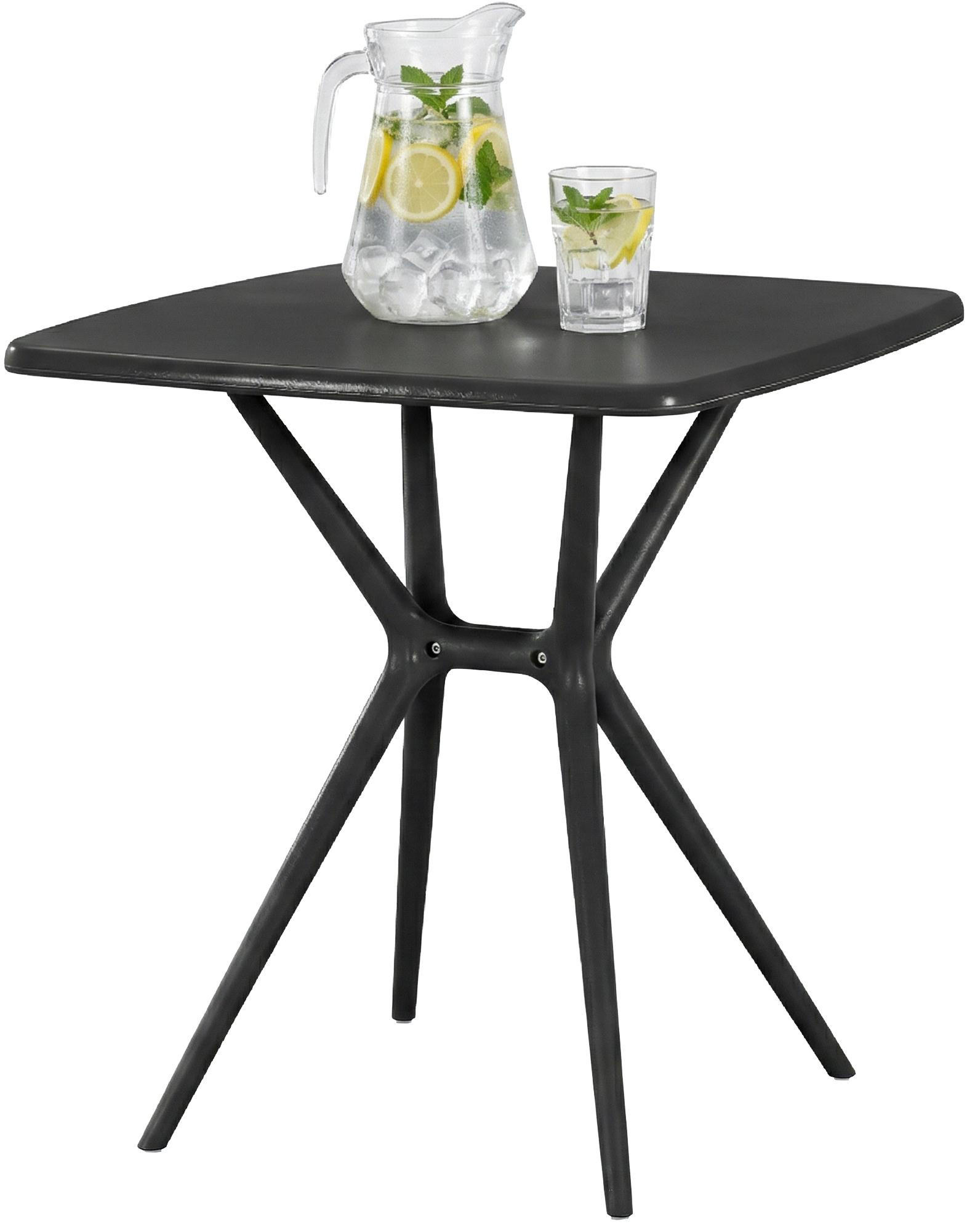 GARTENTISCH Sven eckig 72x72x76cm Kunststoff Schwarz Balkontisch - Schwarz, Kunststoff (72/72/76cm) - DELUKE