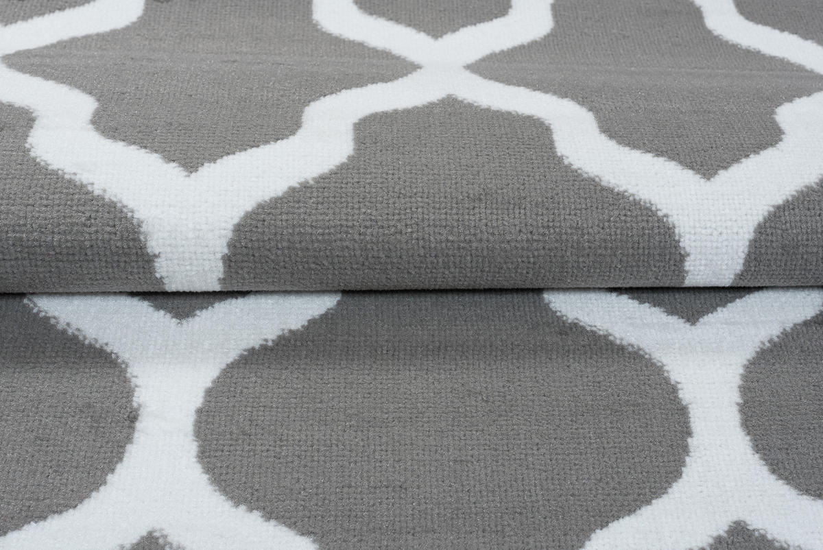 TEPPICH LUXURY Grau Marokkanisch Rauten 140/200 cm - Grau, Textil (140/200cm) - Tapiso