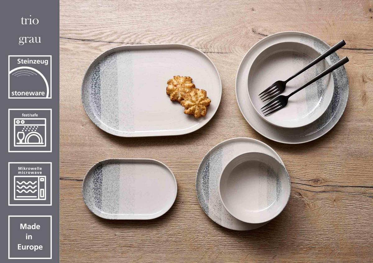 SERVIERPLATTEN Trio Grau 8er Set - Grau, Keramik (2/2/2cm) - Ritzenhoff Breker