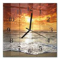 WANDUHR 30x30 cm - Strand Meer - Orange, Glas (30/30/0.4cm) - TULUP