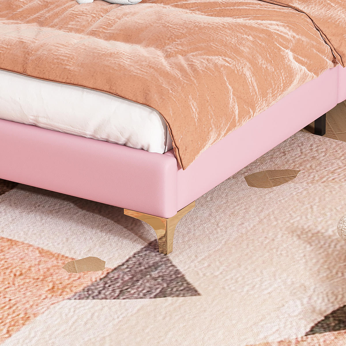 KINDERBETT 90/200 cm in Weiß & Rosa mit LED - Rosa, Holzwerkstoff/Textil (90/200cm) - WISHDOR