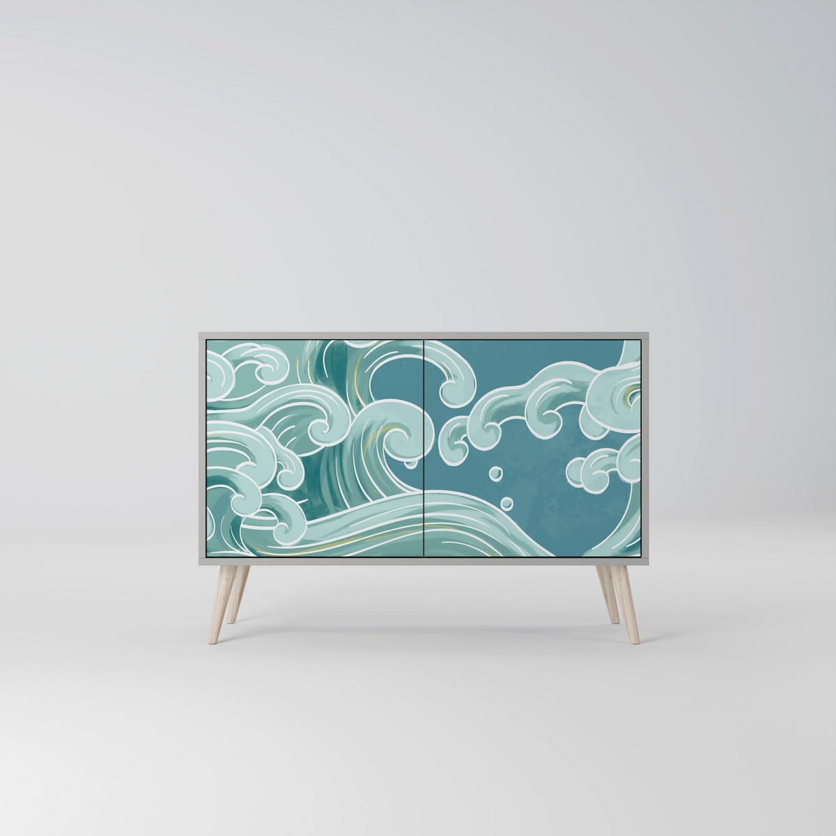 SIDEBOARD ASIAN SWAY, Eicheneffekt, 111x42x77,5 cm, 2 Türen - Eichefarben/Buchefarben, Holzwerkstoff/Buchenholz (111/77.5/42cm) - SpaceRebels