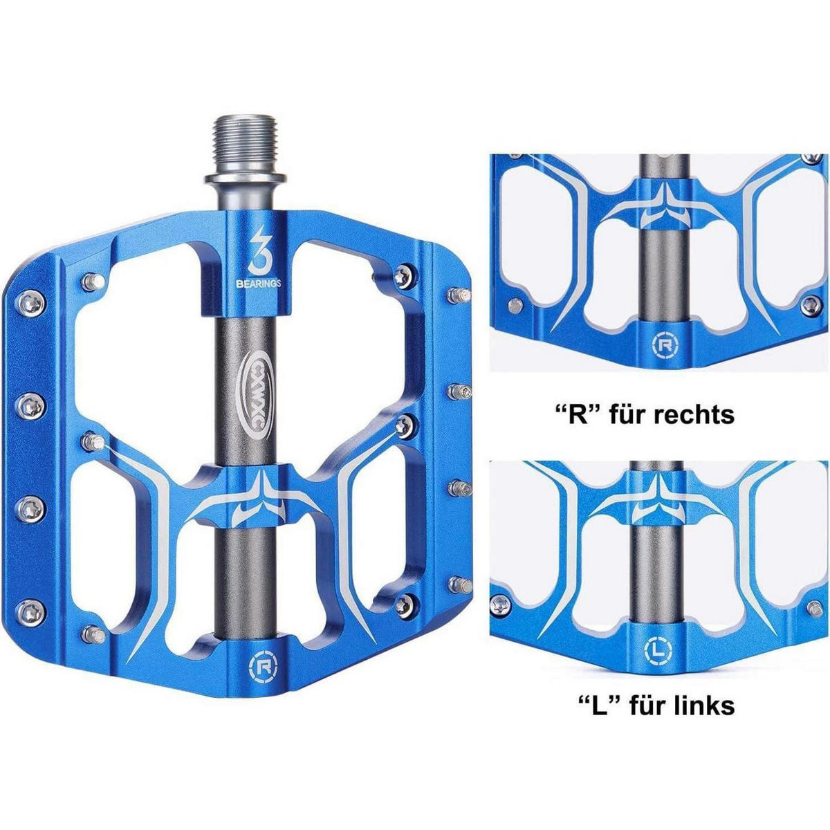 FAHRRADPEDALE Aluminiumlegierung Blau 3 Lager 9/16 Zoll - Blau, Metall (10.5/1.5/10.5cm)