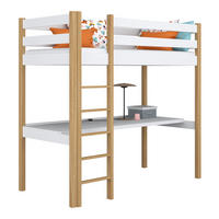 HOCHBETT N05 mit Schreibtisch Weiß / Eiche Natur 100/200 - Eiche Artisan/Weiß, Naturmaterialien/Holz (100/200cm) - N-Wood
