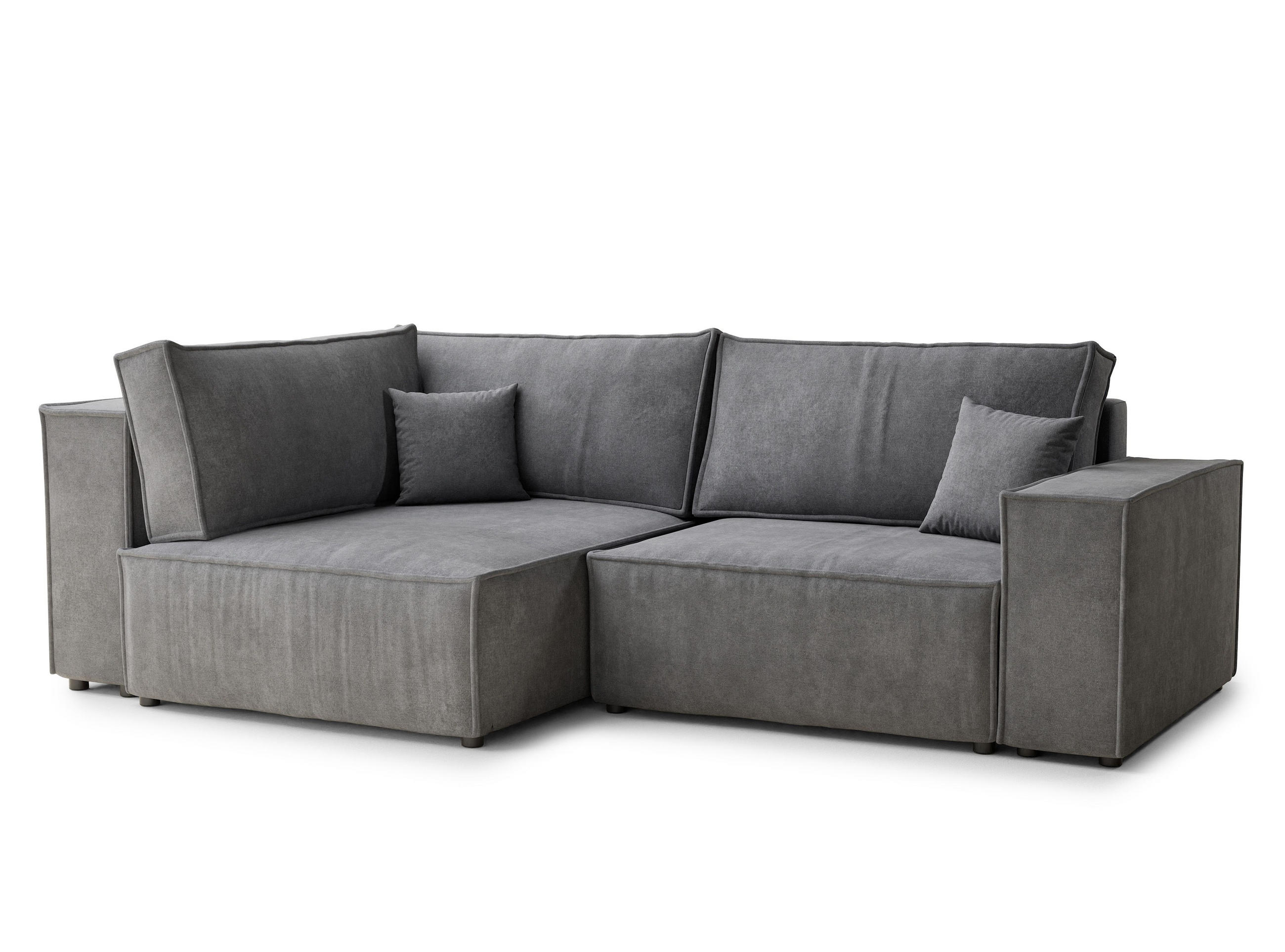 ECKSOFA MIT SCHLAFFUNKTION Tonga Grau Webstoff - Schwarz/Grau, Holz/Holzwerkstoff (105/253cm) - Maison de Reve