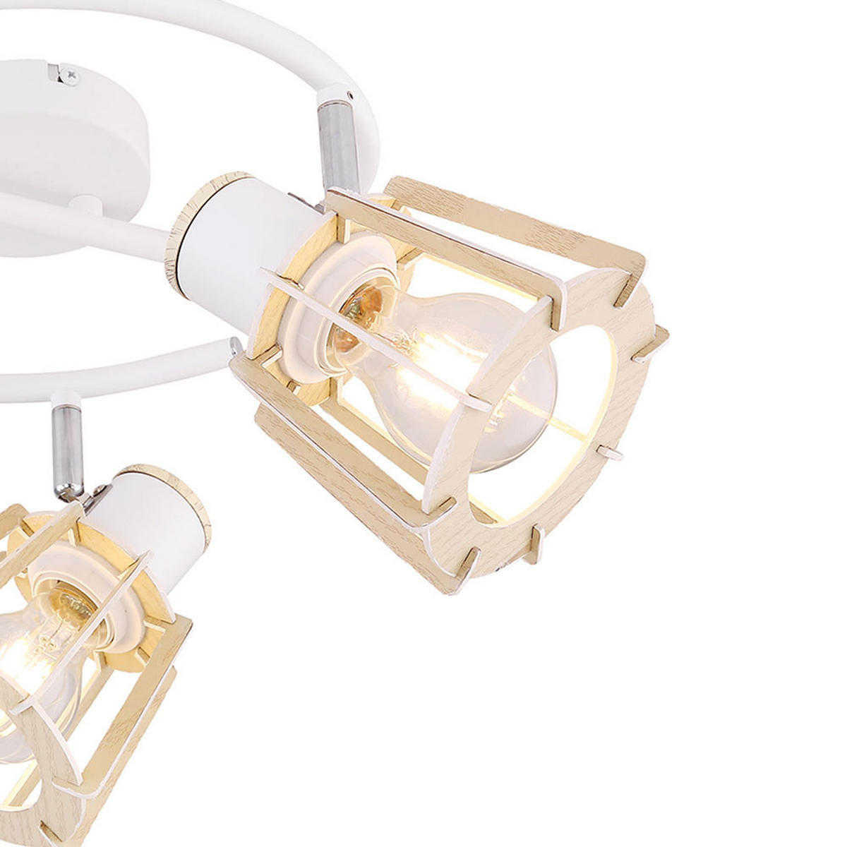 LED DECKENLEUCHTE Metall Holz Braun 3 Flammig - Braun, Holz (28/28/18cm) - Globo Lighting