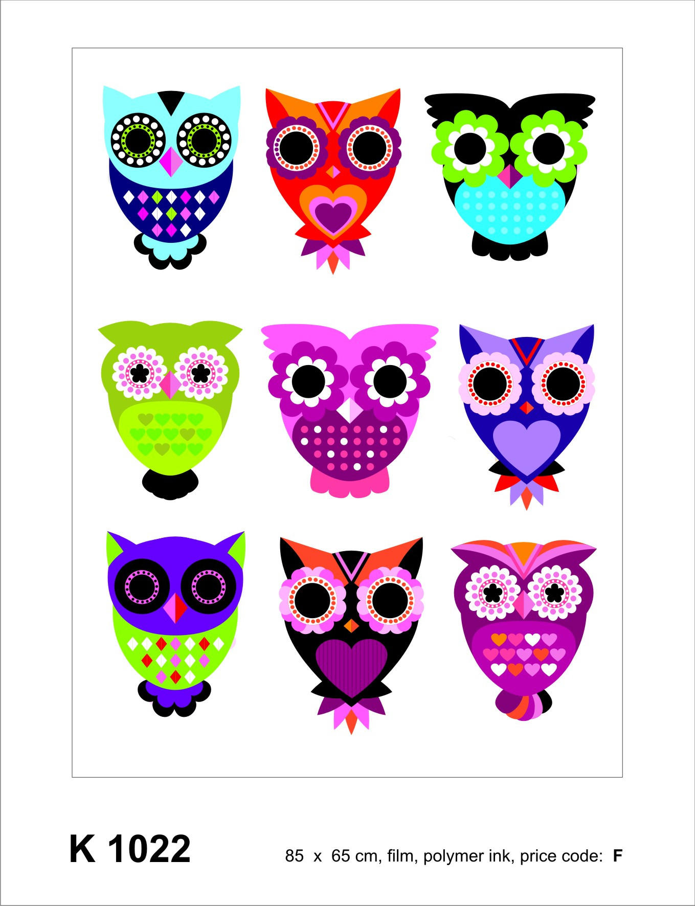 WANDTATTOO Eulen 65 x 85 cm - Multicolor, Papier (85/65/65cm) - Sanders & Sanders