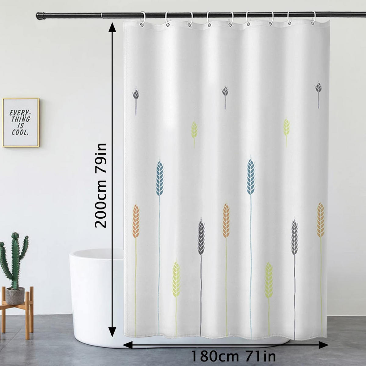 DUSCHVORHANG Weiß Polyester wasserdicht maschinenwaschbar mit Haken Badezimmer - Weiß, Kunststoff (180/200cm) - MCBOSON