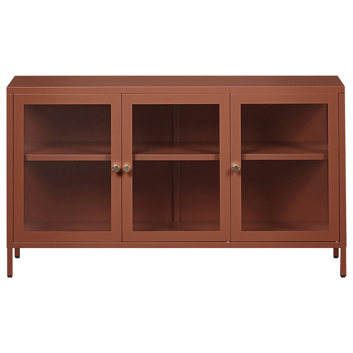 SIDEBOARD mit Glastüren Metall 115 cm Goldbraun Newport - Goldfarben, Metall (115/64/35cm) - Beliani