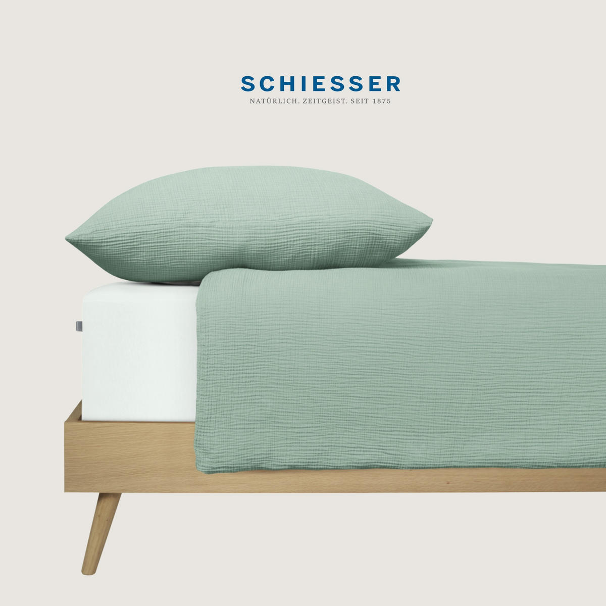 BETTWÄSCHESET Molly - Musselin - 2-teilig - 135 x 200 cm - Hellgrün - Hellgrün, Textil (135/200cm) - SCHIESSER